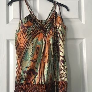 Unique printed top with rope style tie